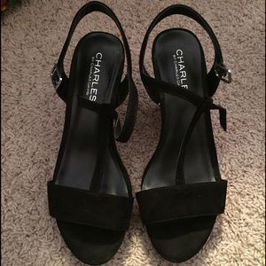 Charles by Charles David Black Wedges (Size 6)