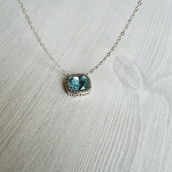 4 CT AQUAMARINE AND MARCASITE NECKLACE - Picture 4 of 4