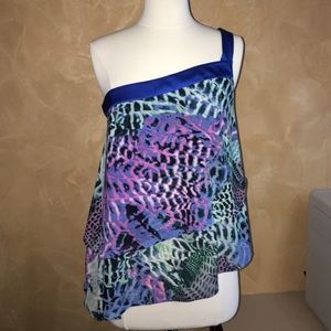 One shoulder multi color tank!