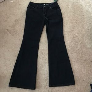 INC dark denim curvy fit flare leg jean
