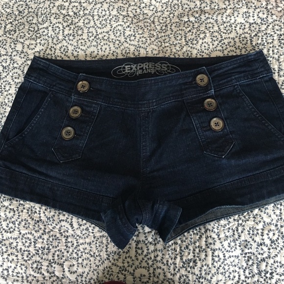 Express dark denim shorts
