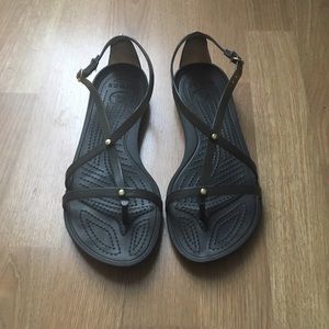 Croc Gray/Brown Strappy Sandals
