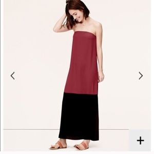 LOFT Color Block Strapless Maxi Dress