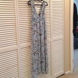 Forever 21 Light Blue Floral Print Maxi Dress