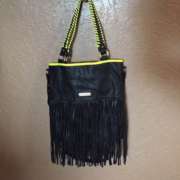 STEVE MADDEN black fringe tote bag