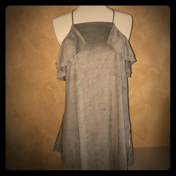 Olive green tunic tank. Faux suede.