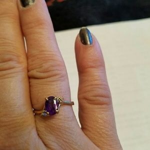 Amethyst and two tiny diamonds
