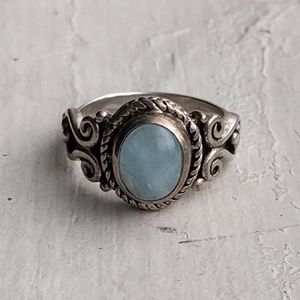 Navajo sterling silver aquamarine ring