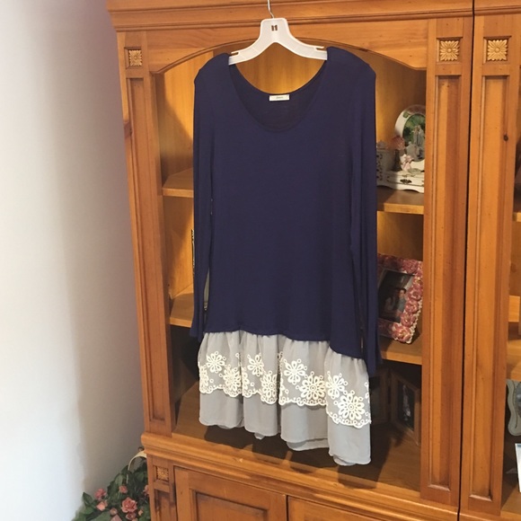 Longsleeve navy blue/gray bottom longsleeve  dress