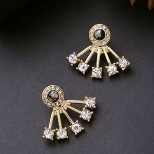 Earrings Fan Drop Pave Stud