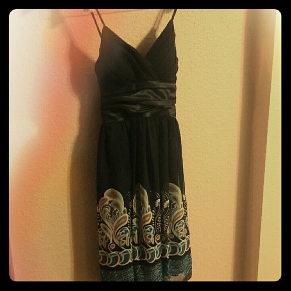 Sun dress!! Adorable Black poly with satan sash