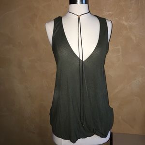 Olive green tank top front and back photo
