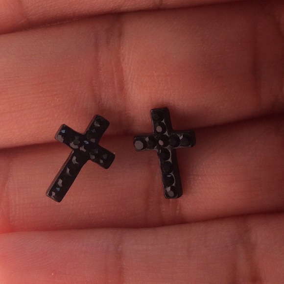 Black rhinestone earrings Betsey Johnson