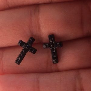 Black rhinestone earrings Betsey Johnson