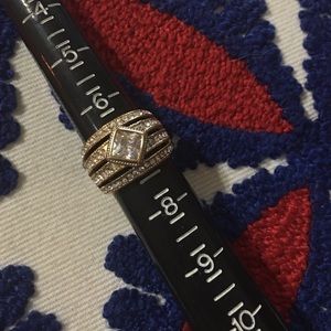 Stainless Steel Art Deco CZ Ring