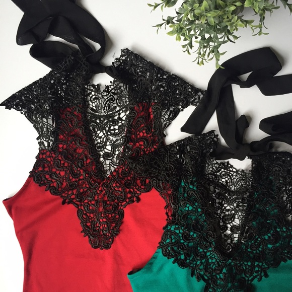 Set of 2 Crocheted Front Halter Bodysuits