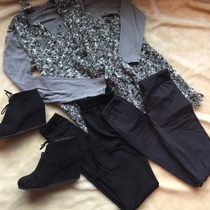 Black and Gray Fleece Lined Leggings