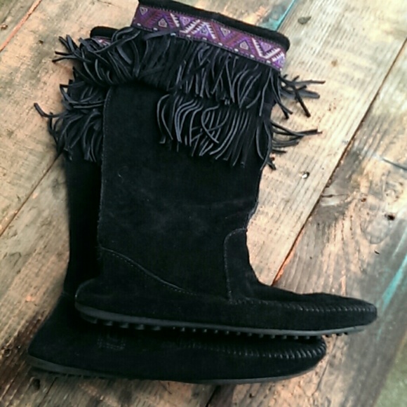 Minnetonka black leather tall boots BNWOT - Picture 1 of 4