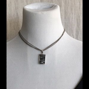 Italian Sterling Triple Chain Necklace w/Charm