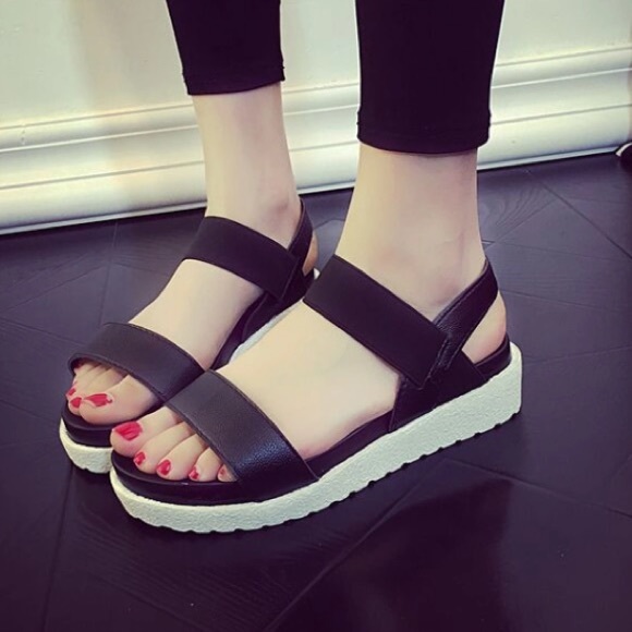 Black flatforms from Japan, size 7.5-8