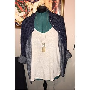 J. Crew Jean and white dot button down