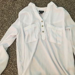 Long sleeve sheer half button up shirt
