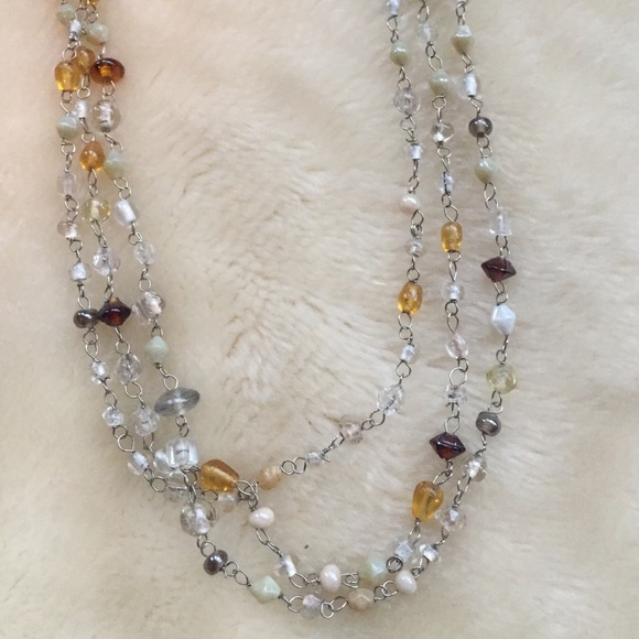 3 Strand Necklace Multi Colored Beads - Picture 3 of 3