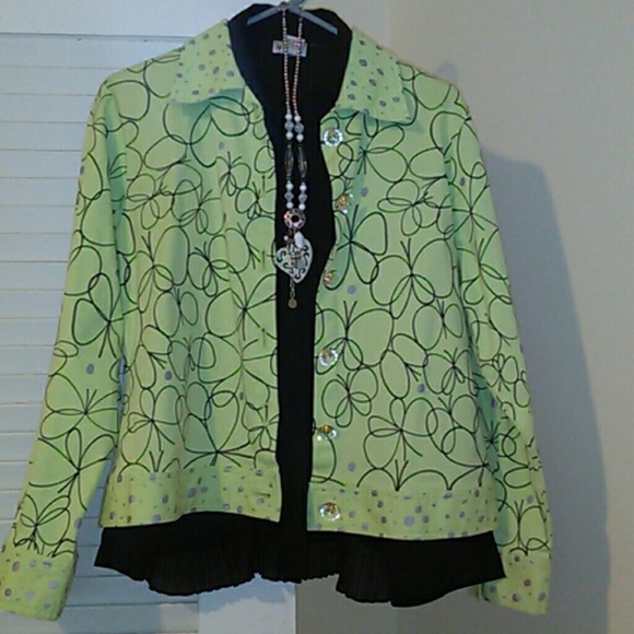 Lime green and purple polka dot jacket