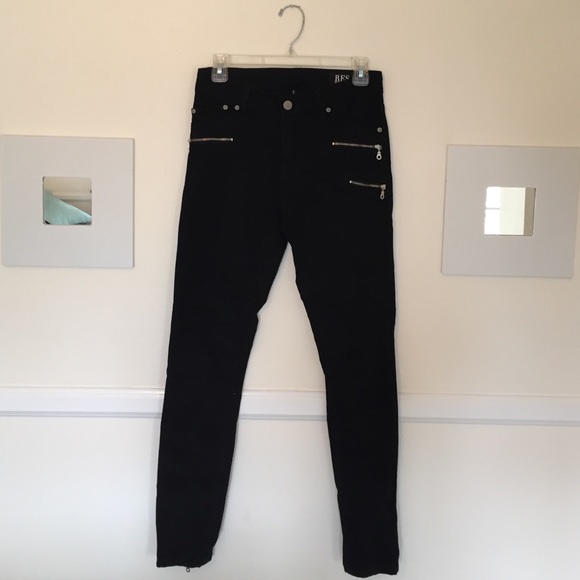 RES DENIM Black Skinny Jeans with Pocket Zipper