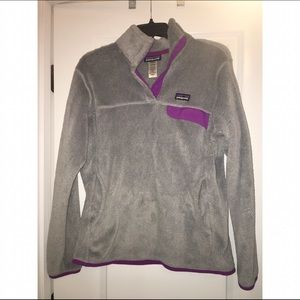 Gray and purple Patagonia pullover