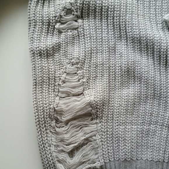 Cold Shoulder Shredded/Distressed Sweater Dress - Picture 4 of 5