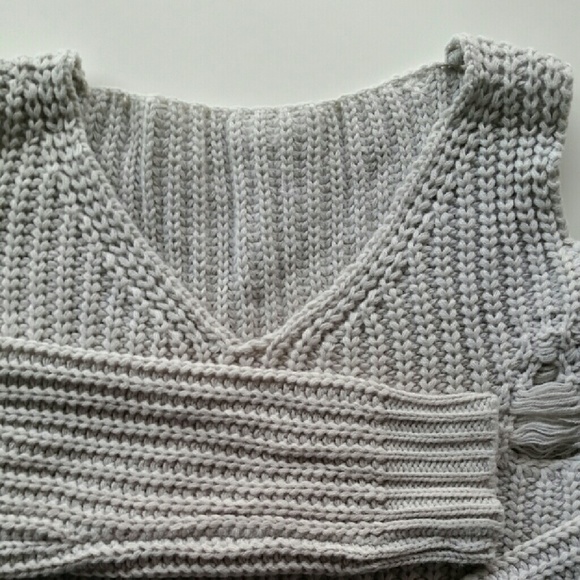 Cold Shoulder Shredded/Distressed Sweater Dress - Picture 5 of 5