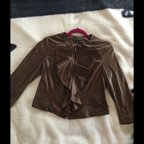 Suedelike jacket w/ruffles