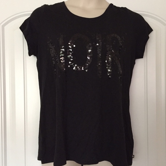 Edgy drape back NOIR sparkle top