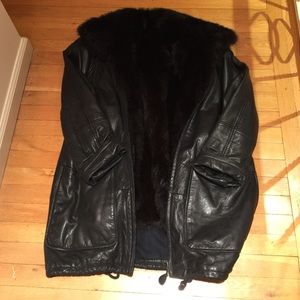 Fur lined leather jacket
