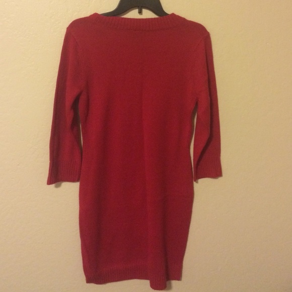 Simple Red Sweater Dress - Picture 2 of 2