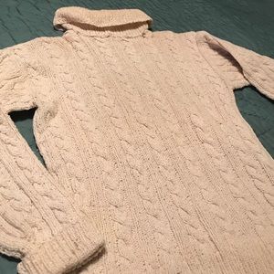 Turtle neck cable hand knitted sweater
