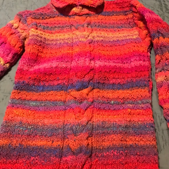 Unique styled pullover multicolored sweater