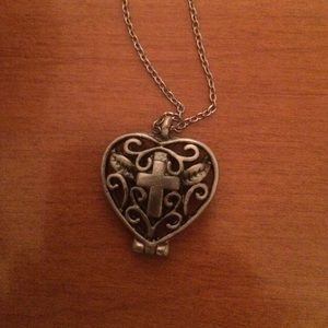 Heart and cross locket necklace