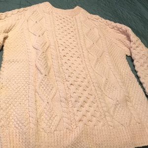 Irish wool hand knit Fisherman's crewneck sweater
