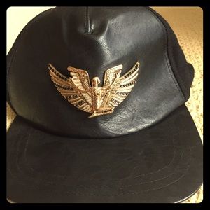 Black leather Cleopatra/Egyptian Snapback