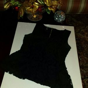 Black on black lace top, open shoulders