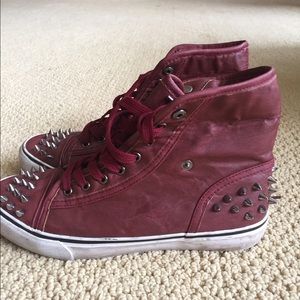 Red Leather Studded Sneakers