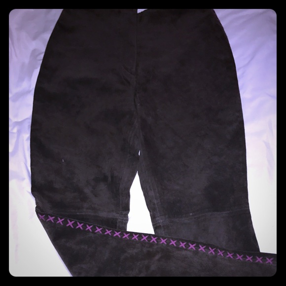 Suede brown with hot pink accent pants,from Spain.