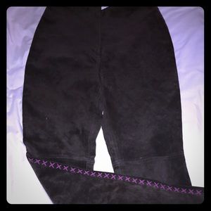 Suede brown with hot pink accent pants,from Spain.