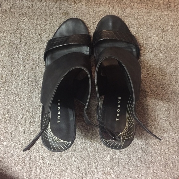 Trouve Black Wedges, black leather