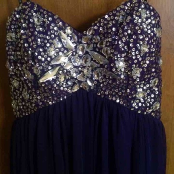 Purple jeweled prom homecoming party dress - Picture 3 of 4