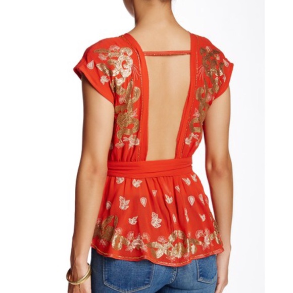 Free People Ooh La La Embroidered Sequin Blouse - Picture 3 of 4