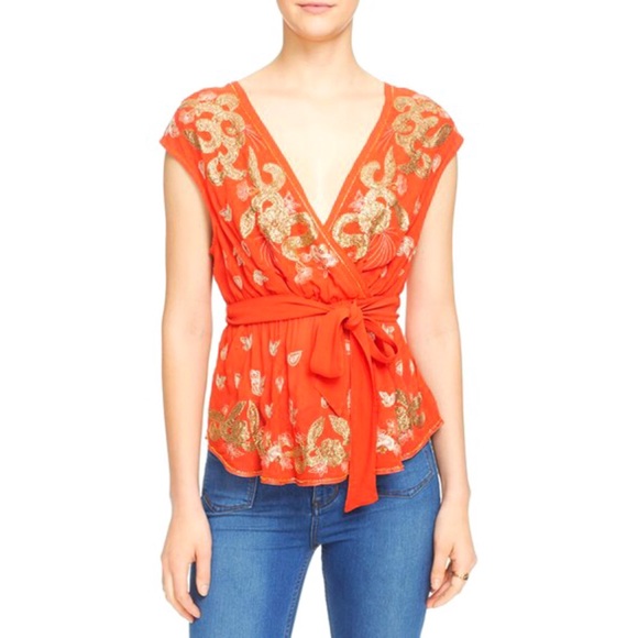 Free People Ooh La La Embroidered Sequin Blouse - Picture 4 of 4