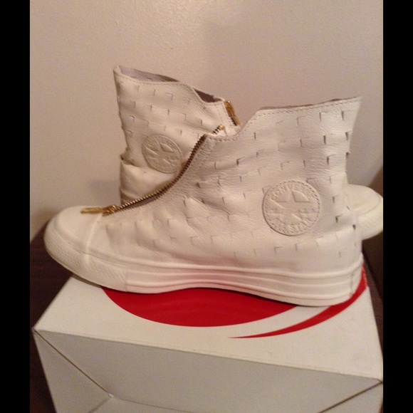 Converse leather and canvas sneakers.